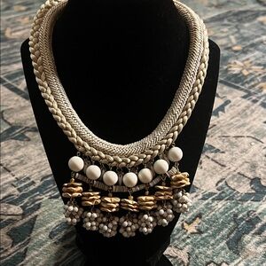 Anthropologie Gold and Cream Layered Necklace